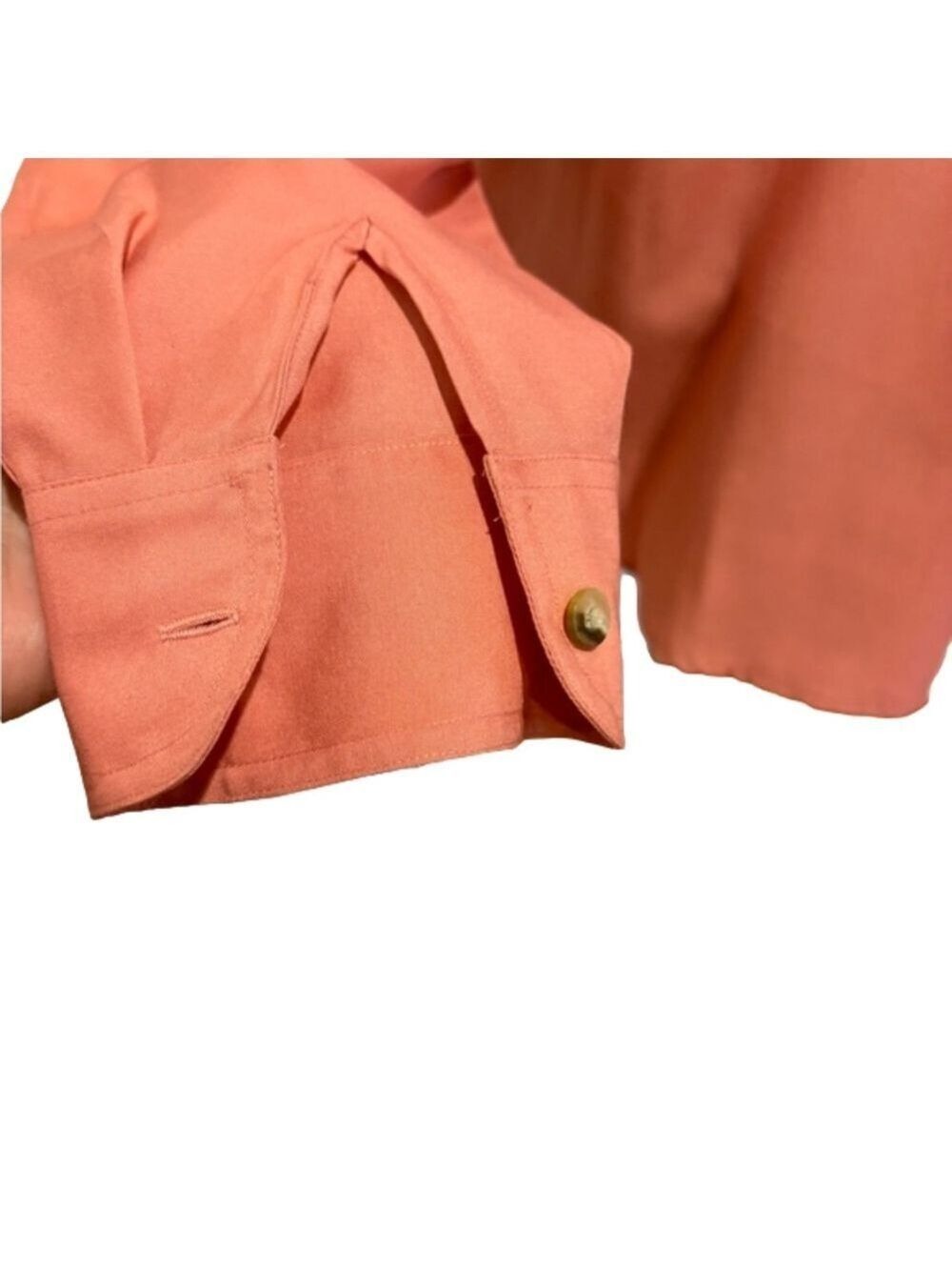 90s SAFARI STYLE BLOUSE LONG SLEEVE CLASSIC & CASUAL BUTTON DOWN PEACH 14 - Picture 11 of 15